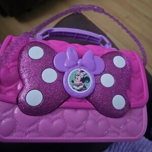 Pink Minnie Mouse Purse with Glitter Bow